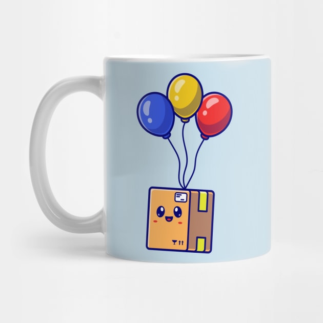 Cute Box Floating With Balloon Vector cartoon by Catalyst Labs